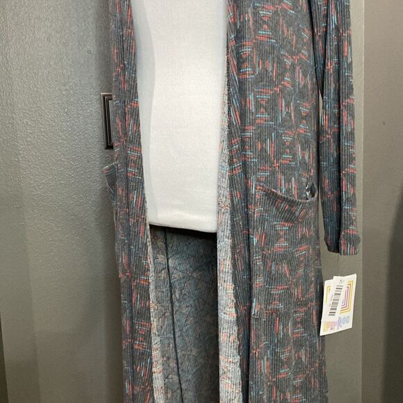 NWT Lularoe Sarah Open Front Longline Cardigan Geo Print - Picture 4 of 14